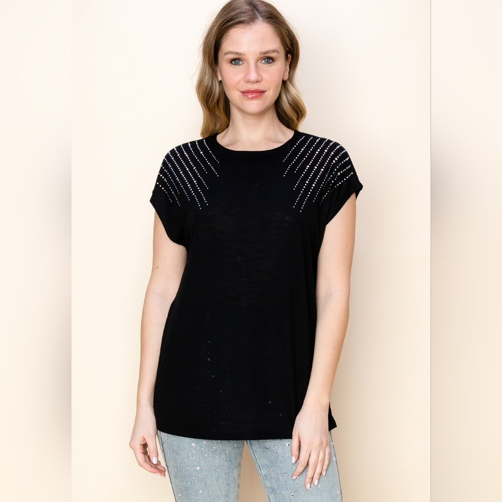 NWOT VOCAL Black Studded Women's Top